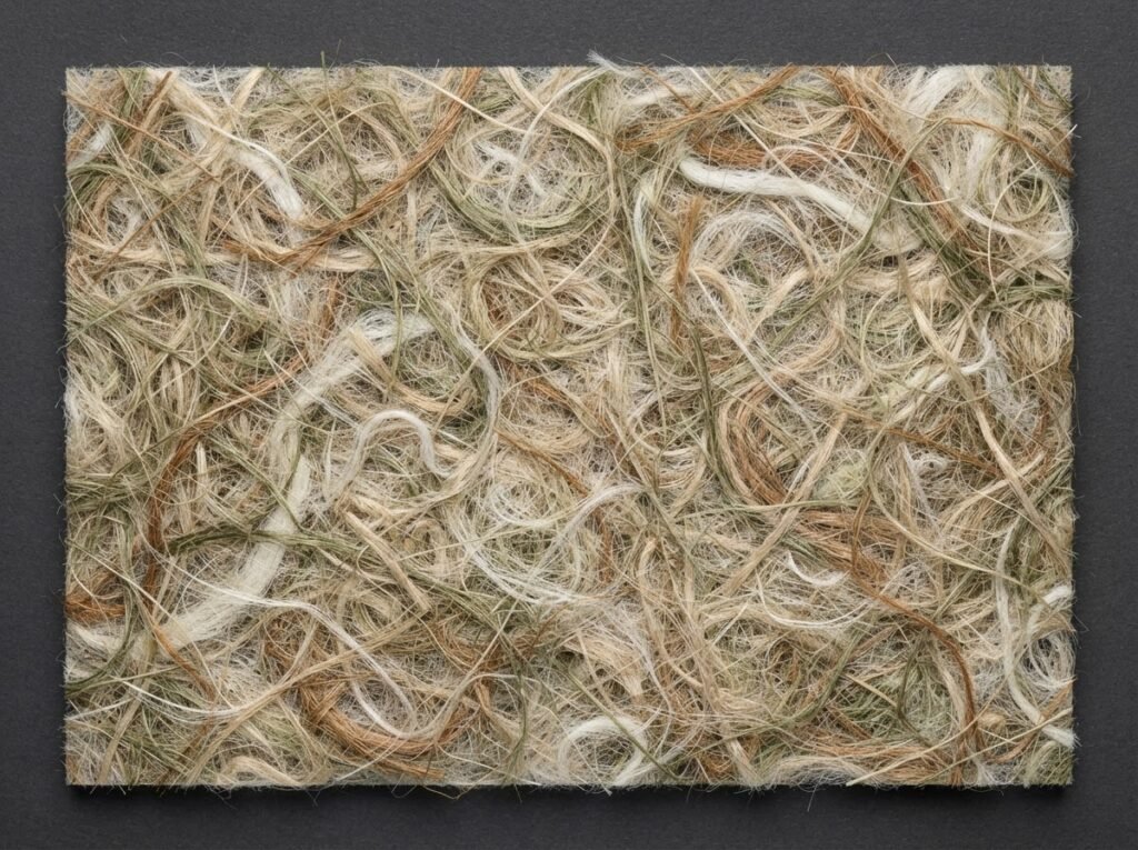 Multiple natural fiber types intermingled into a single engineered nonwoven web